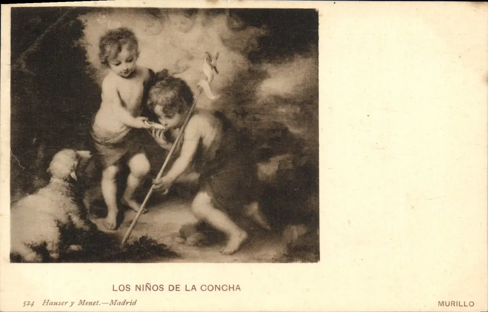 Os Crianças da Concha — reprodução de uma obra de Murillo — editada por Hauser y Menet, Madrid, n° 534 - Frente
