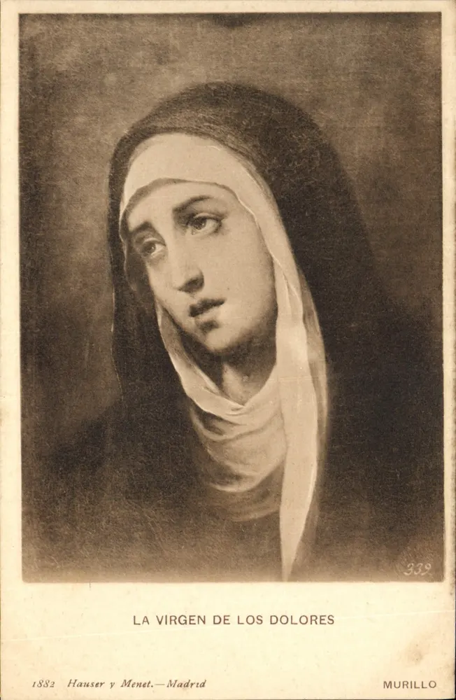 A Virgem dos Dolores — reprodução de uma obra de Murillo — editada por Hauser y Menet, Madrid, n° 339 - Frente