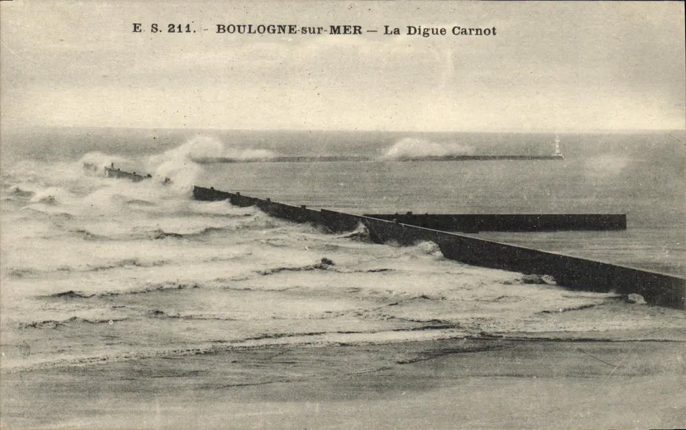 Boulogne-sur-Mer — A Digue Carnot — Stevuard, edição E.S. 214 - Frente