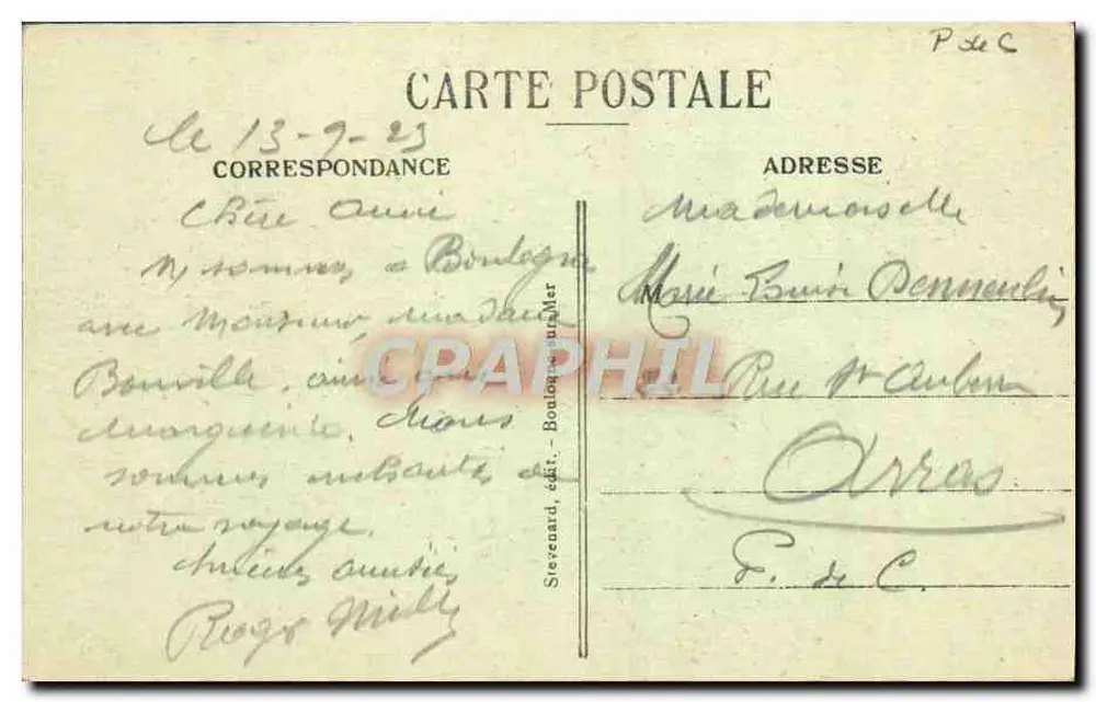 Boulogne-sur-Mer — A Digue Carnot — Stevuard, edição E.S. 214 - Verso