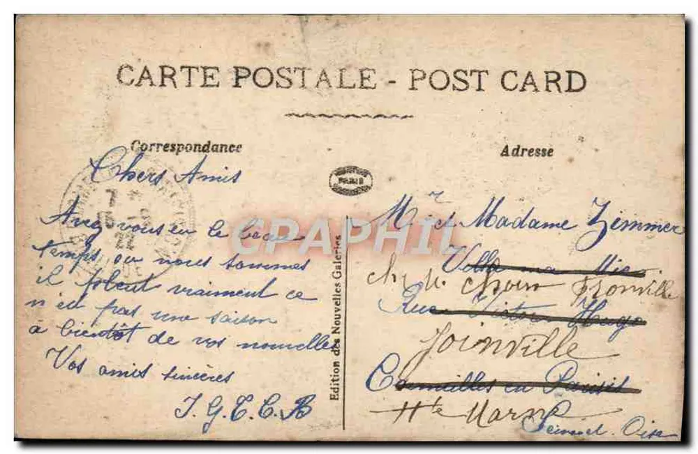 Verdun — L'Hôtel de Ville (The Town-Hall) — Édition des Nouvelles Galeries, n° 3701 - Verso