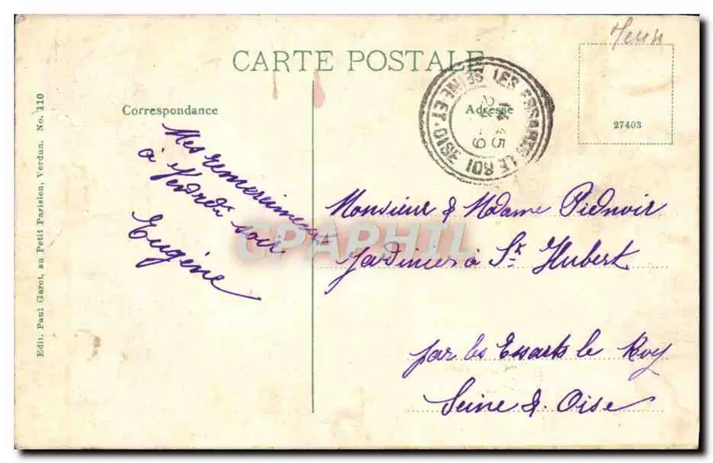 Verdun, Palais de Justice — éditeur Paul Gaxol, n°110 - Verso