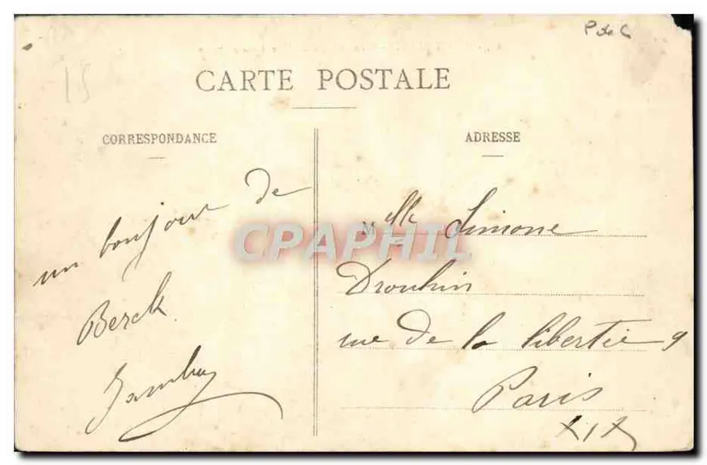 Berck-Plage — Panorama de la plage à marée basse — éditeur 'Postes' n°82 - Verso