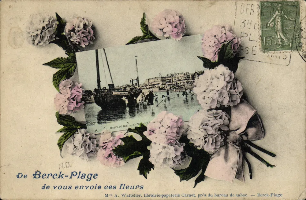 Berck-Plage — O porto — Mme A. Wattelier, livraria e papelaria Carnot, perto do escritório de tabaco - Frente