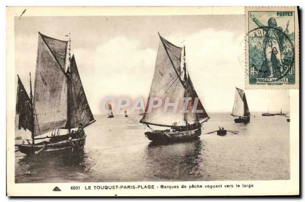 Le Touquet-Paris-Plage — Fischerboote, die zum offenen Meer hinausfahren — Verleger: Le Touquet-Paris-Plage, Nr. 6001 - Vorderseite