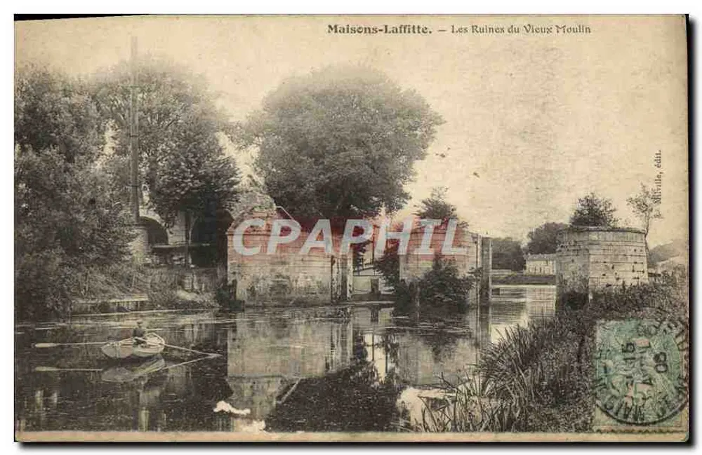 Maison-Laffitte — Las Ruinas del Viejo Molino — P. Milville, editor - Anverso