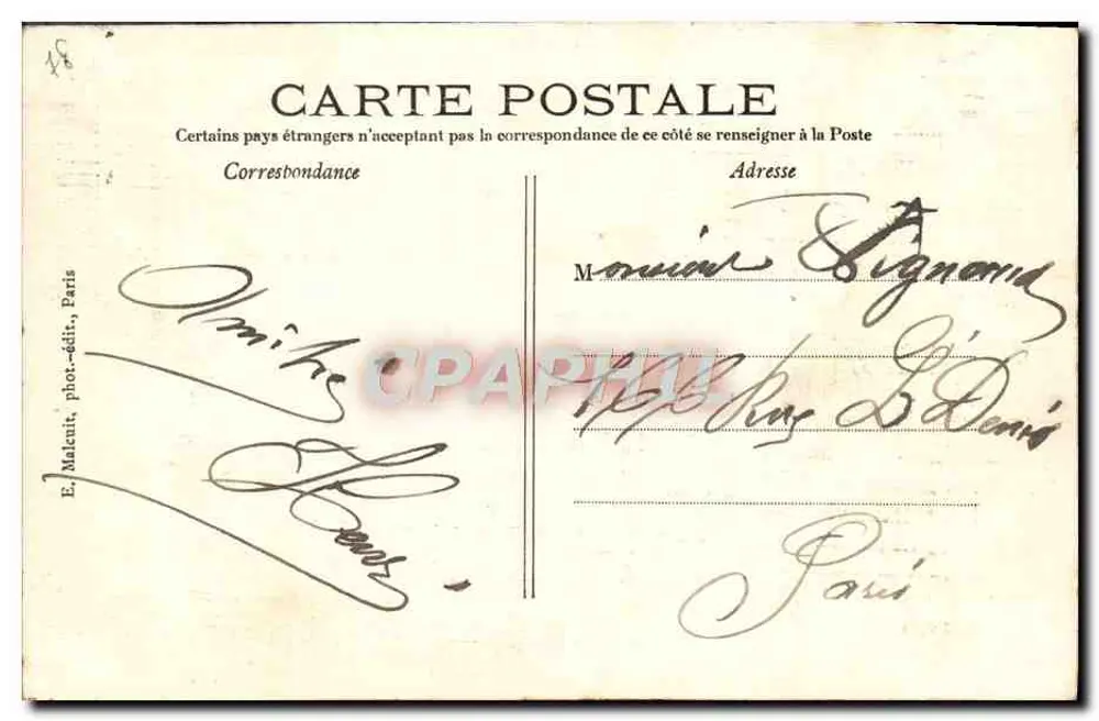 Saint-Gloud — Der Park — Ansicht vom Pfad — E. Malcuit, phot.-Verlag, Paris, Nr. 400 - Rückseite