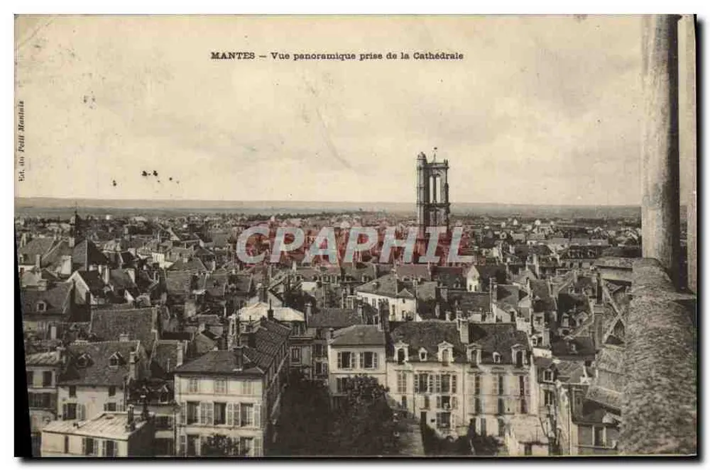 Mantes — Panoramablick vom Dom aus — Verleger Petit Montbéliard - Vorderseite