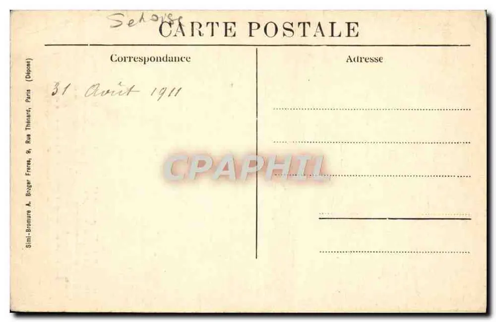Marly-le-Roi — Die Königliche Quelle, gestochen von Davilliers — Verlag Simi-Bromure, Paris - Rückseite