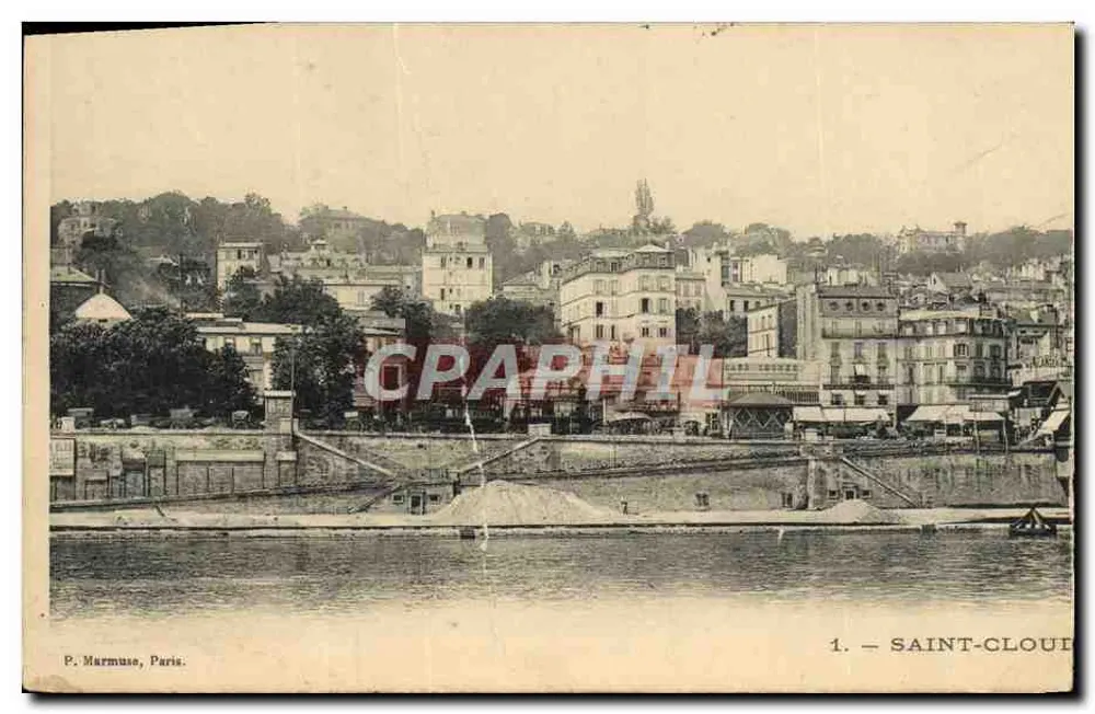 Saint-Cloud — vue du quai et des bâtiments — P. Marmuse, Paris, n°1 - Frente
