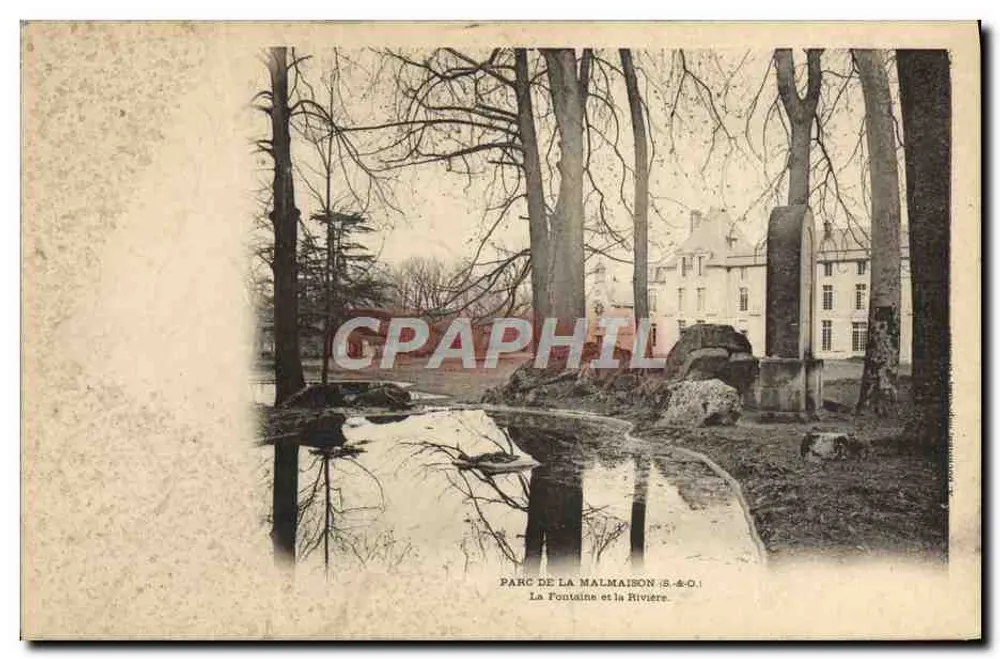 Park von La Malmaison — Die Fontäne und der Fluss — S.A.O. (Société d'Artographie et d'Optique) - Vorderseite