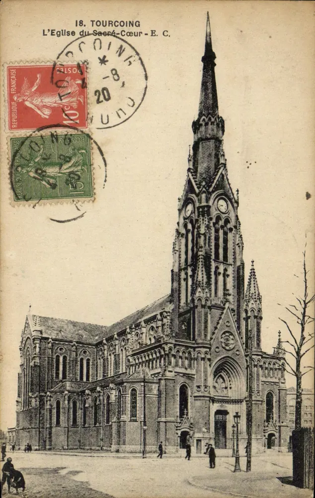Tourcoing — Ansicht der Kirche des Heiligen Herzens — Verlag E.C. - Vorderseite