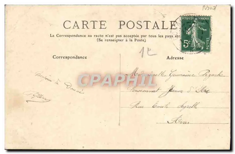 Instituição St-Jean — Bairro dos Professores — E.C. — Douai - Verso