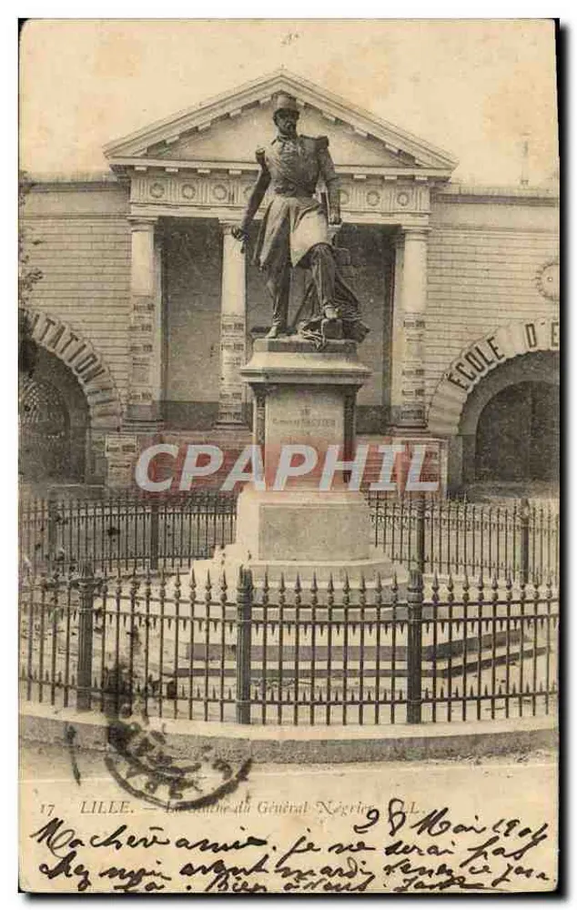 LILLE — Statue du Général Négrier devant l'École d'Économie — Éditeur : L. L. (n° 17) - Awers