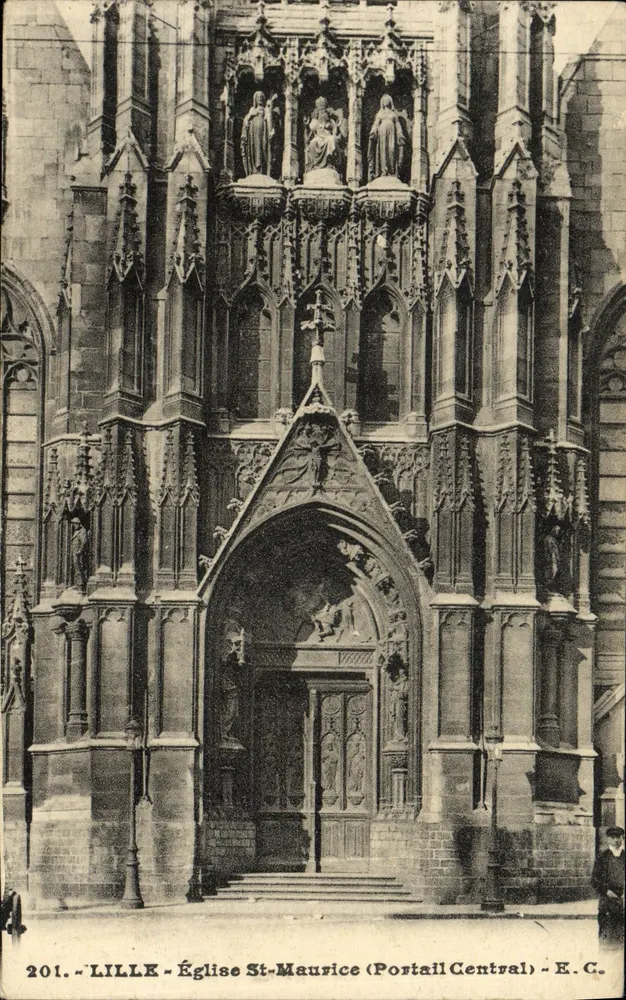 Lille - Kirche St-Maurice (Zentralportal) - E.C. - Vorderseite