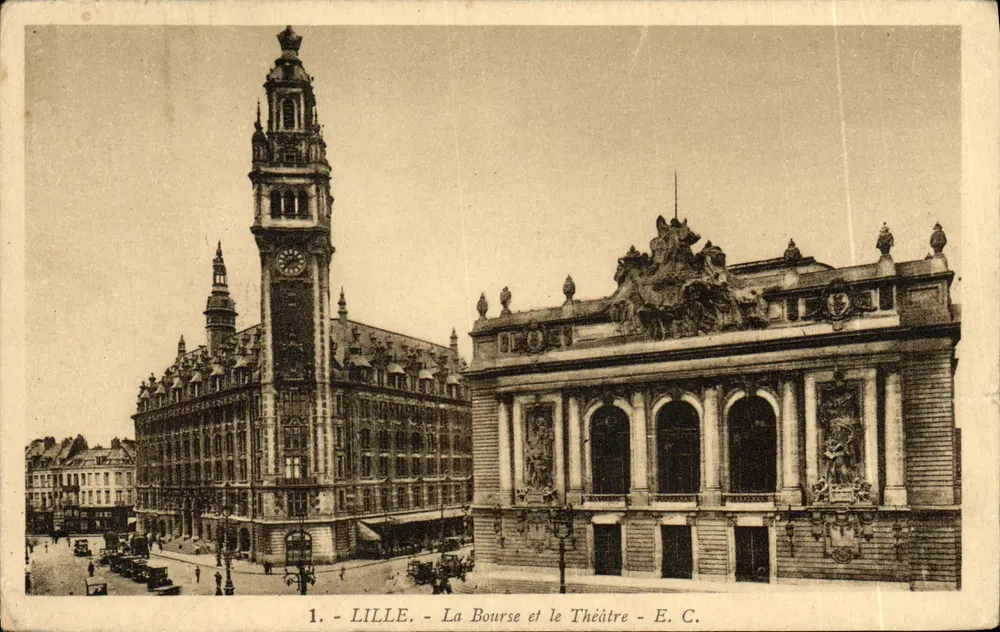 Lille - La Bourse et le Théâtre - E. C. - Frente