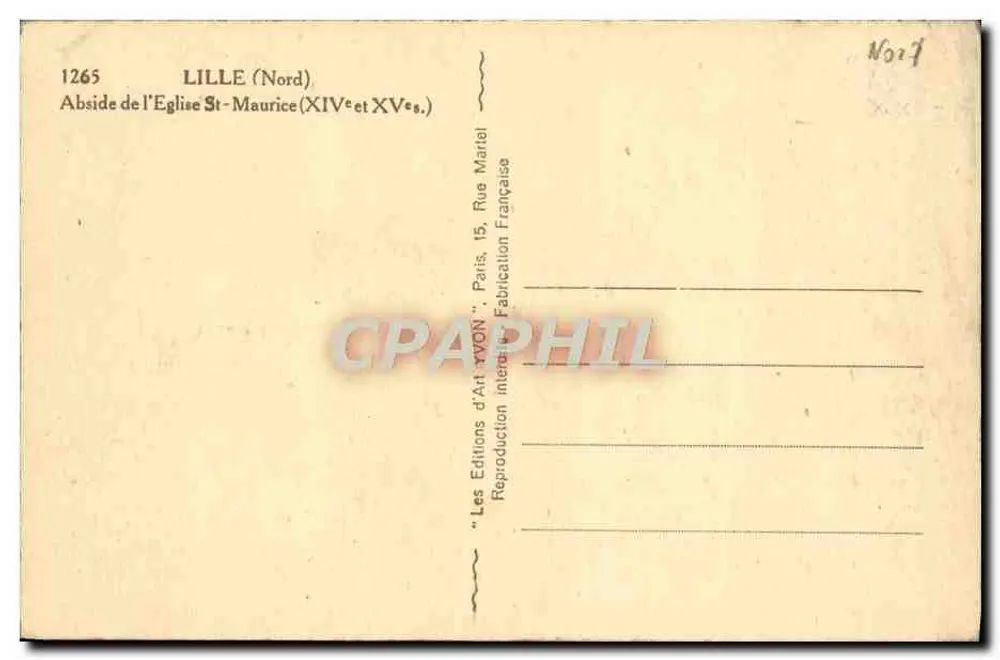 Lille: Abside da Igreja de São Maurício (séculos XIV-XV) — Les Editions d'Art WON, Paris - Verso