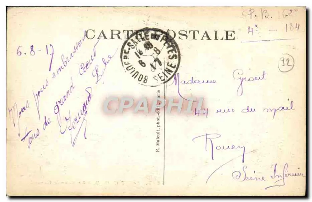 Saint-Cloud — A Grande Cascata — E. M. - Verso
