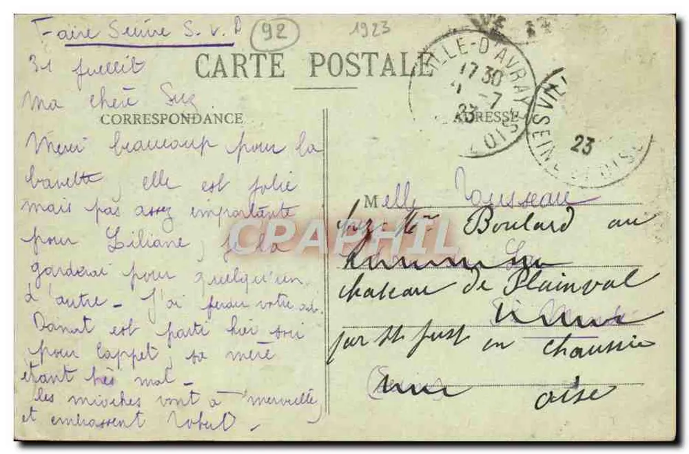 Ville-d'Avray Artistique (S.-et-O.) — Le Grand Étang — F. F. Paris, Nr. 32923 - Rückseite