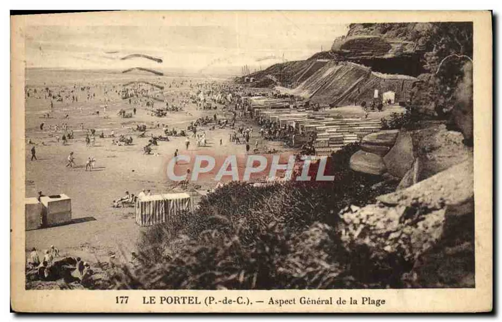 Le Portel (P.-de-C.) — Aspecto Geral da Praia — n° 177 - Frente