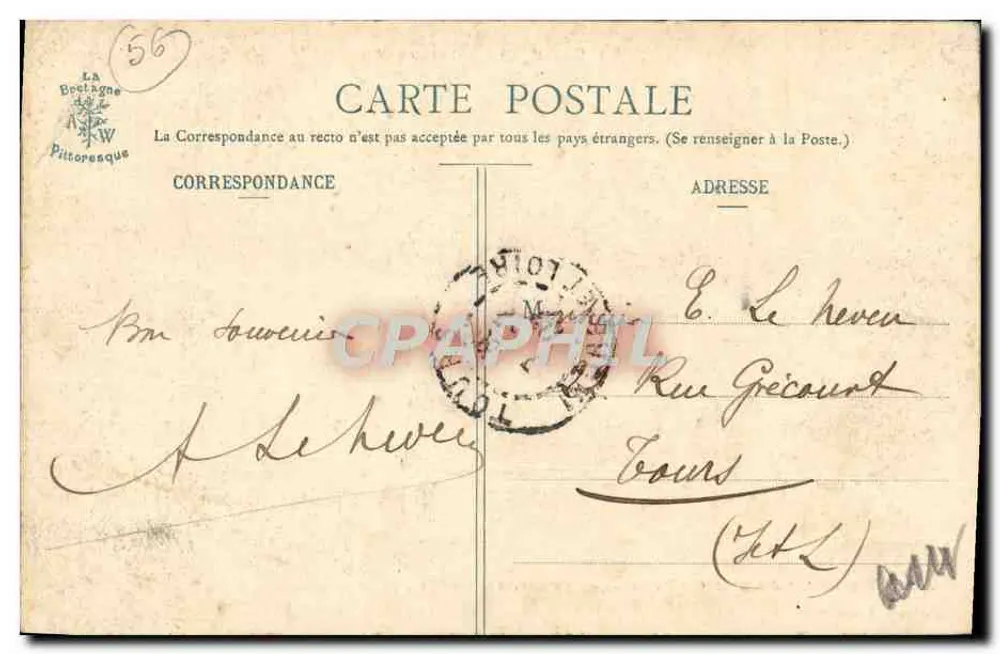 Ste-Anne-d'Auray — Pellegrinos em oração no Claustro — Coleção A. Waron, St-Brieuc - Verso