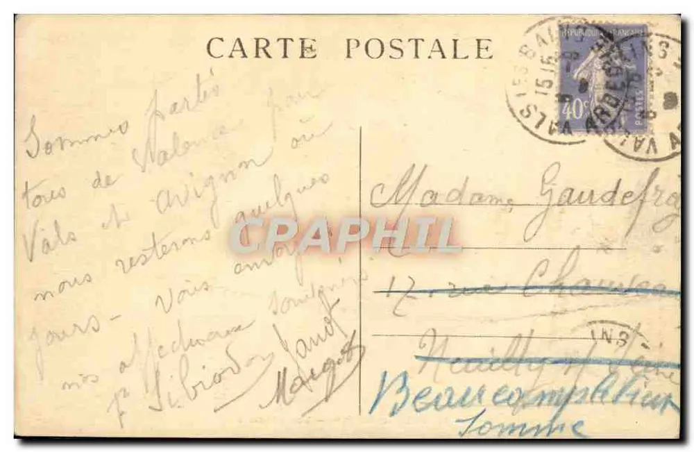 VALS-les-BAINS — Vista geral — Edição Martin, Vals - Verso
