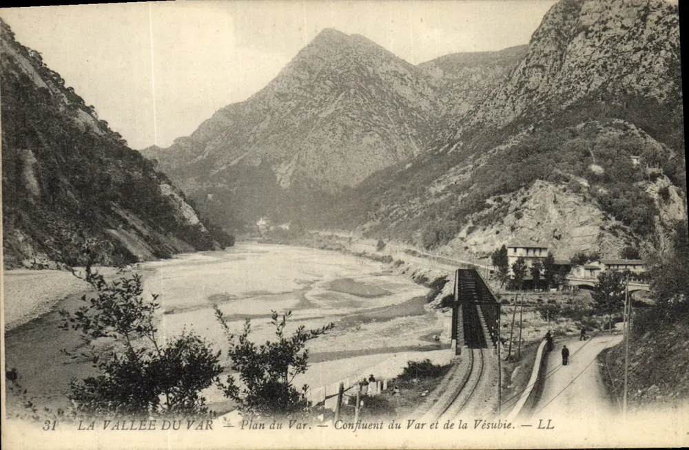 La Vallée du Var — Karte des Var — Zusammenfluss des Var und der Vésubie — LL - Vorderseite