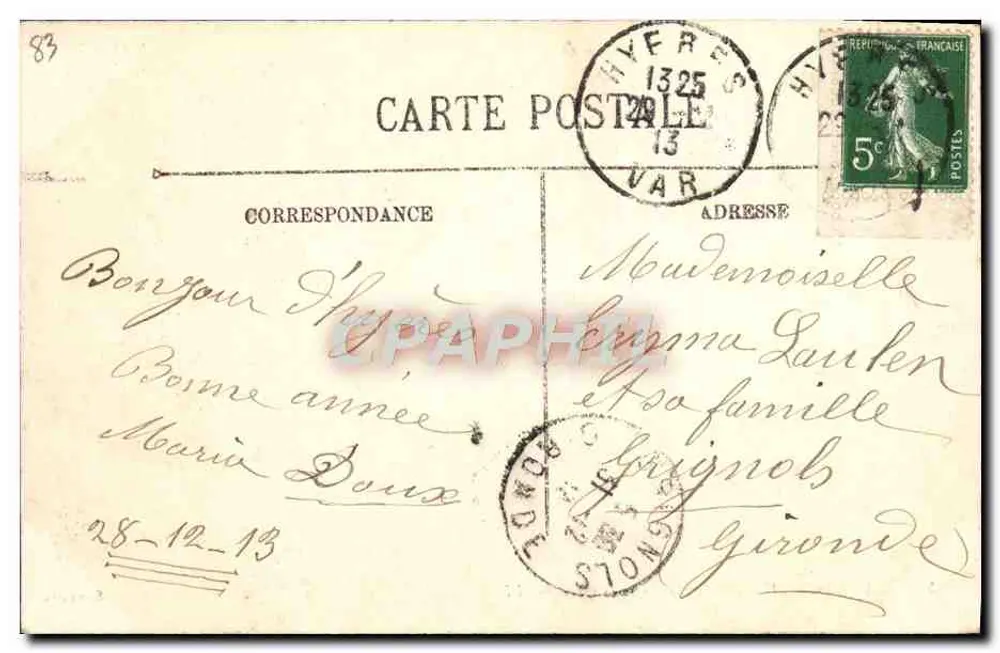 Hyères — Allgemeiner Blick vom Bahnhof — Selecta, Nr. 52 - Rückseite