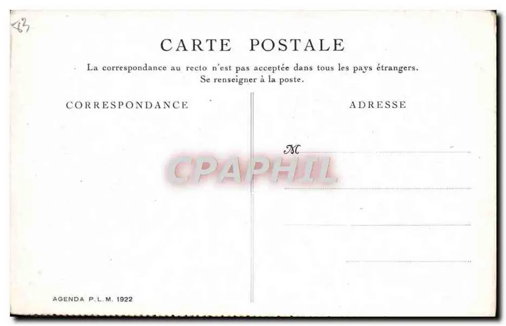 L'Estérel — Kąt portu w Agay — Agenda P.L.M. 1922 - Rewers