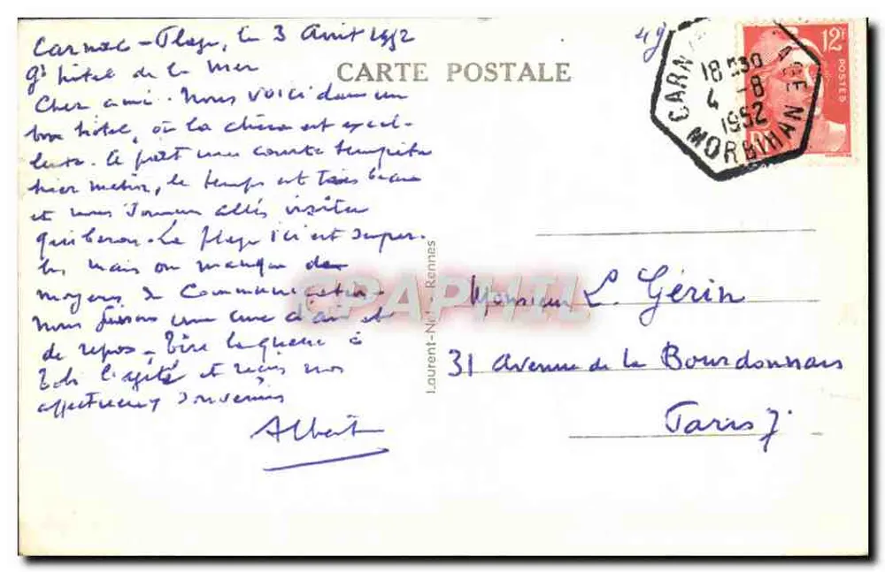 Carnac — Os Alinhamentos do Méneac — Loïc, n° 785 - Verso