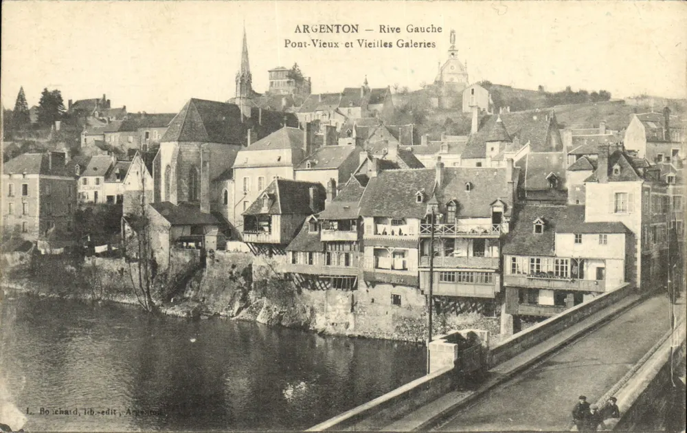 Argenton — Linker Ufer — Alte Brücke und alte Galerien — L. Boichard, 1b-edit, Argenton - Vorderseite