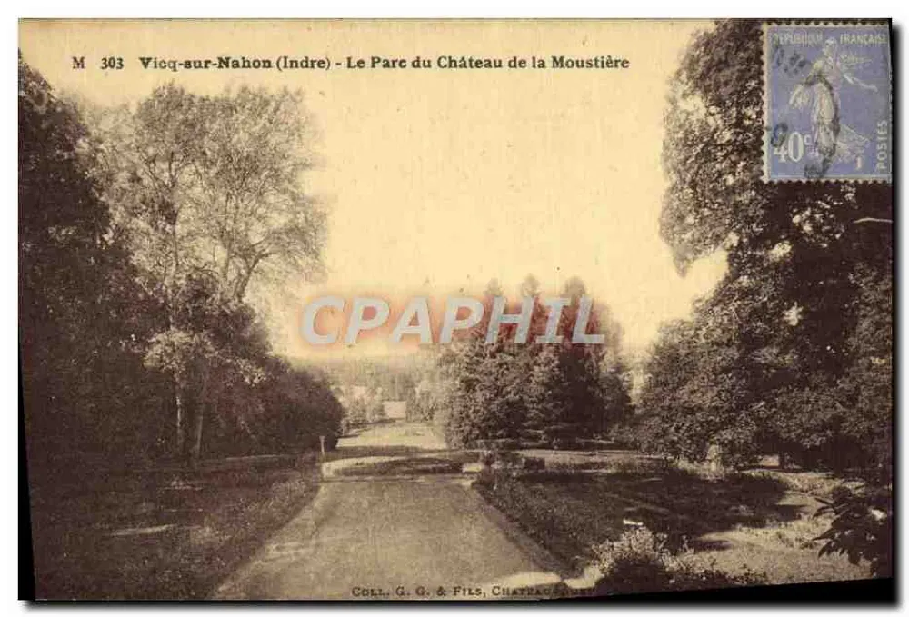 Vicq-sur-Nahon (Indre) - Der Park des Schlosses de la Moustière — Coll. G. Q. & Fils, Schloss de la Moustière - Vorderseite