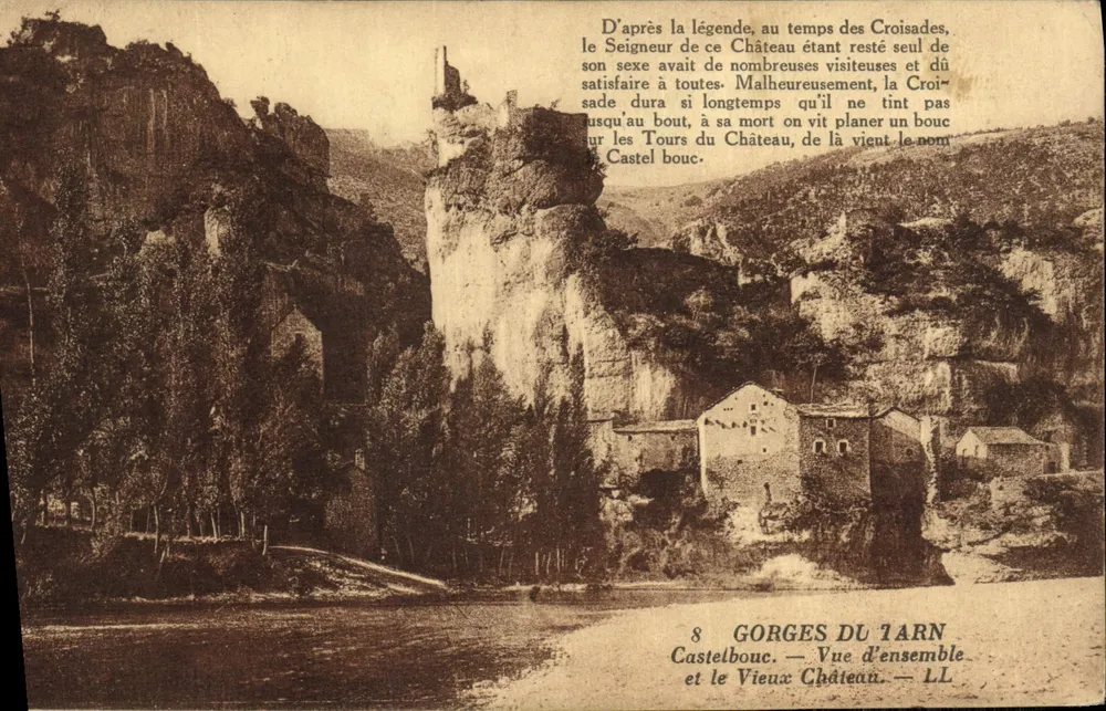 Gorges du Tarn — Übersicht und das alte Schloss — Castelbouc — LL - Vorderseite