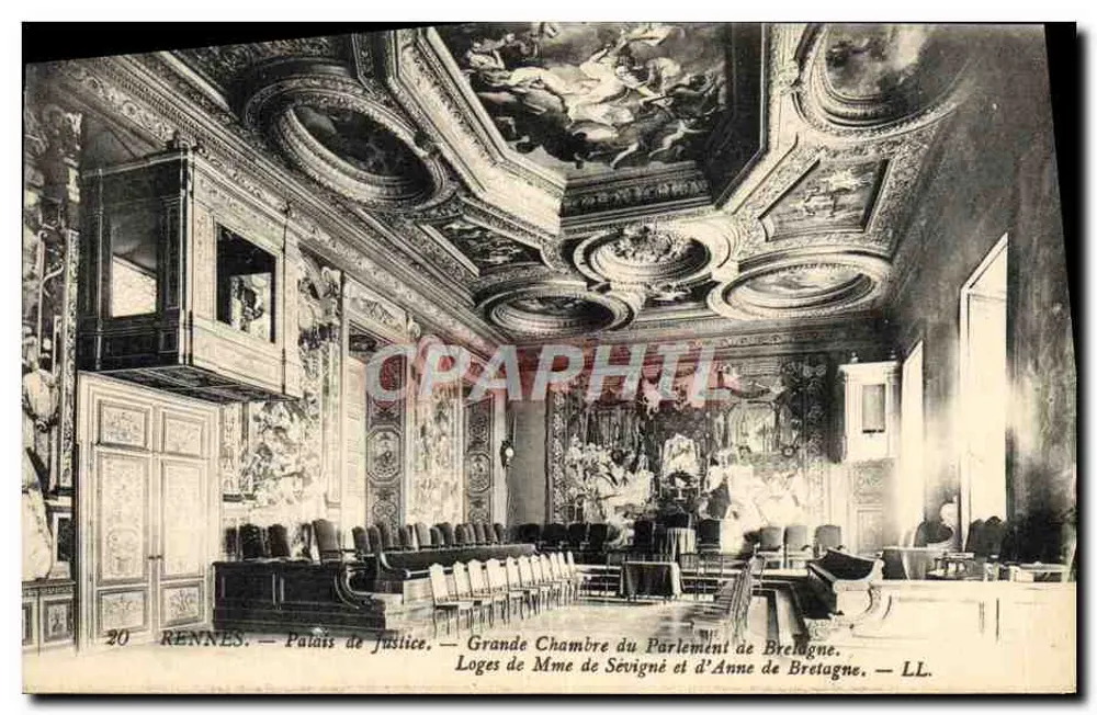 Rennes — Justizpalast — Große Kammer des Parlaments von Bretagne — Logen von Madame Sévigné und Anne von Bretagne — LL. - Vorderseite