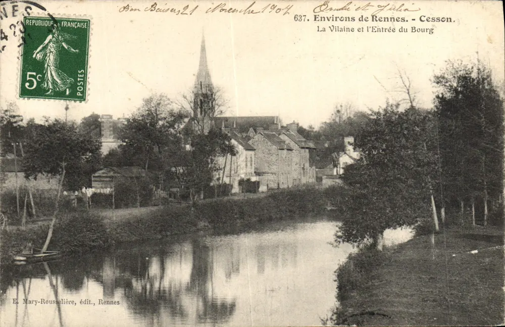 Cesson - Die Vilaine und der Eingang zum Dorf — Verlag E. Mary-Roussellière, Rennes, Nr. 637 - Vorderseite