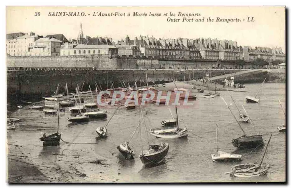 SAINT-MALO - Niedrigwasser am Hafen und die Mauern - LL - Vorderseite