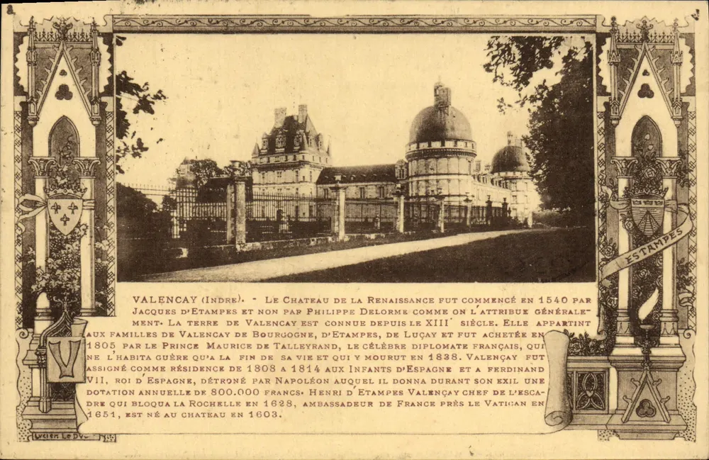 Castelo de Valencay (Indre) — Renascimento, história e proprietários — Editor L'Évien, n° 189 - Frente