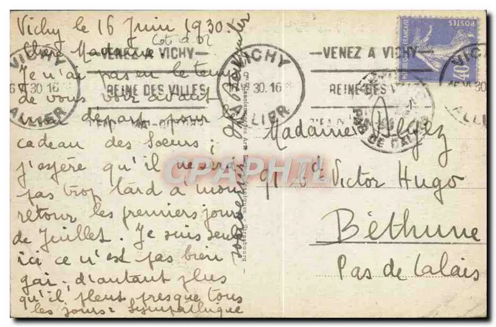 Vichy - Le Pavillon de Sévigné — uitgever niet zichtbaar, serie nr. 62 - Achterkant