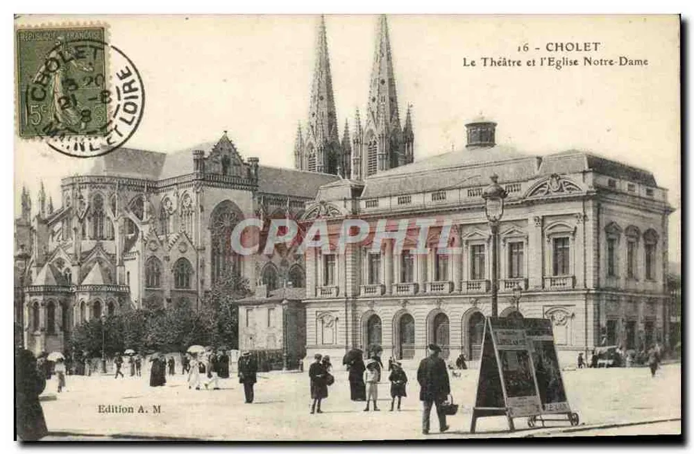 Cholet — Das Theater und die Kirche Notre-Dame — Edition A. M. - Vorderseite