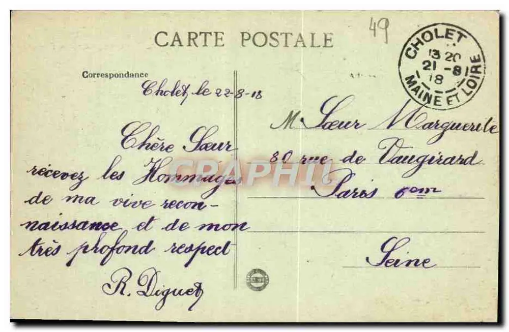 Cholet — Das Theater und die Kirche Notre-Dame — Edition A. M. - Rückseite