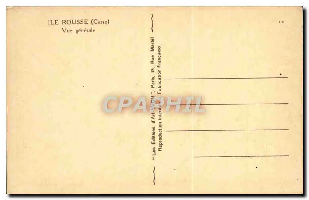 Ilha Rousse (Córsega) — Vista geral — Edições d'Art Yvon, Paris - Verso