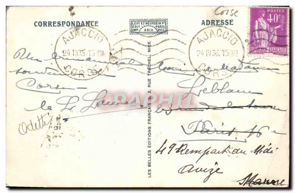 Ajaccio — La Ville et le Golfe — LL - Verso