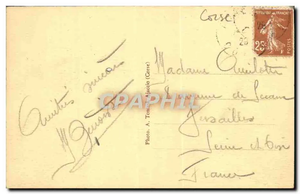 Ariadne - Ajaccio - Córsega — Foto A. Tomasi Ajaccio, n°163 - Verso