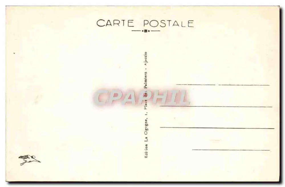 Monte-Maggiore — Praça da Igreja — Edição La Cigogne, Ajaccio - Verso