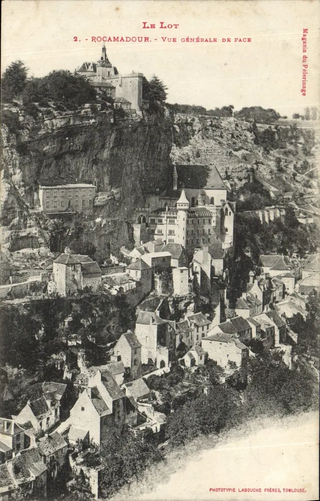 Rocamadour — Vista geral da frente — Fototipia Labouche Frères, Toulouse - Frente