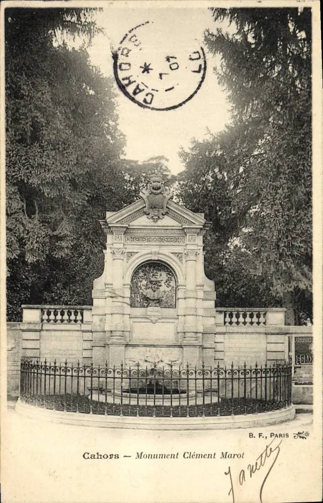 Cahors — Monument Clément Marot — B. F., Paris - Frente