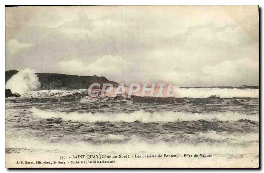 Saint-Quay (Côtes-du-Nord) — Les Falaises de Fonteny — Effet de Vagues — J.-B. Barat, édit.-phot. St-Quay - Vorderseite