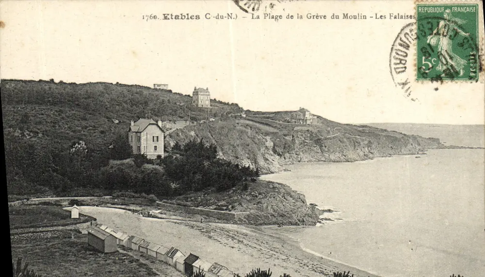 Etablies C-du-N. — Die Strand von La Grève du Moulin — Die Klippen — Verlag: P. Cécilis, n° 1760 - Vorderseite