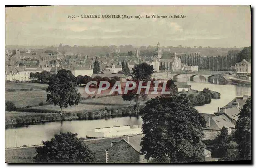 Château-Gaontier (Mayenne) — Die Stadt von Bel-Air aus gesehen — Edition J. Malaval, n° 1755 - Vorderseite