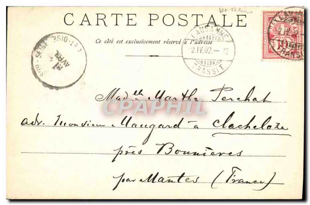Partida de Navio em Montreux — vista do lago e montanhas — J.T. 1920 - Verso